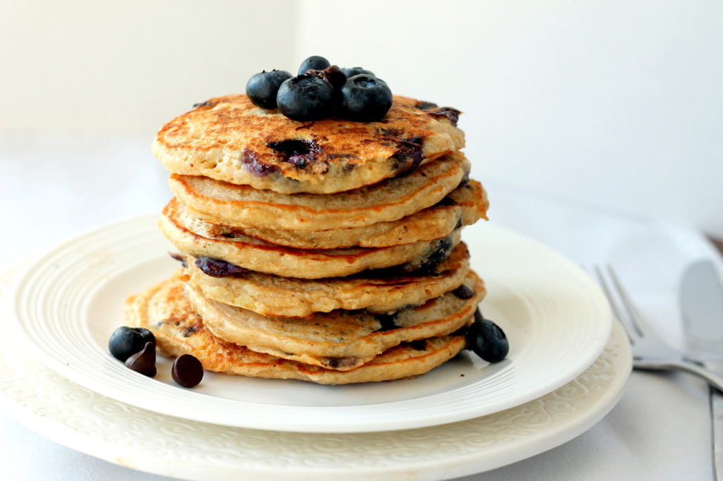 Blueberry Chocolate Chip Quinoa Pancakes