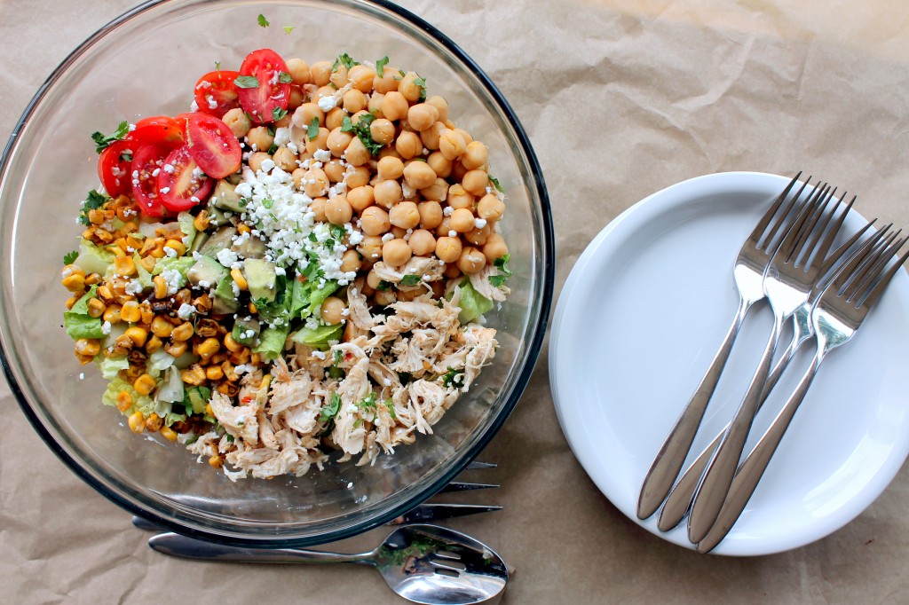 Healthy Chickpea Chicken Chopped Salad via ambitiouskitchen.com