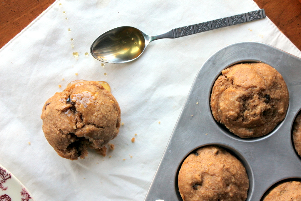 Cinnamon-Raisin Peanut Butter Oat Bran Muffins