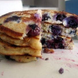 stack of lemon blueberry pancakes