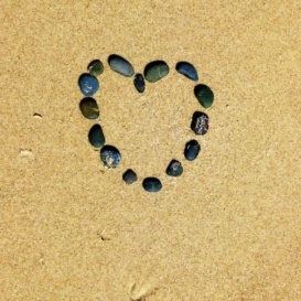 Heart shaped in rocks on the beach