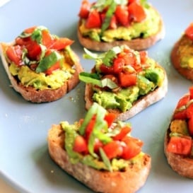 Tomato basil bruschetta on a plate