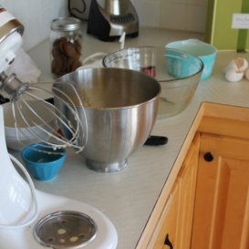 Mixing bowls on a counter