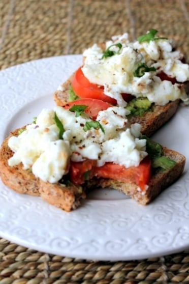 Open-faced power breakfast sandwich on a plate