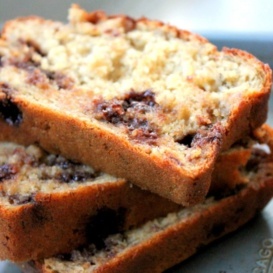slices of chocolate chip banana bread