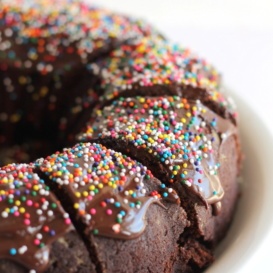 vegan chocolate cake with sprinkles