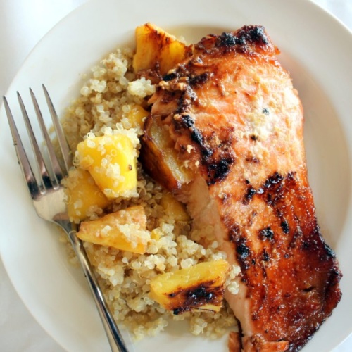 Brown Sugar Honey Marinated Salmon With Caramelized Pineapple Quinoa Ambitious Kitchen