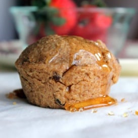 oat bran muffin with honey on top