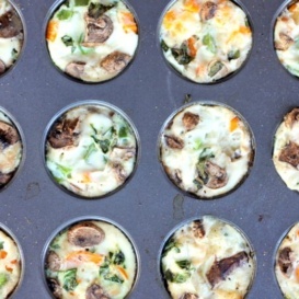 egg white muffins with vegetables in pan