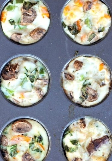 egg white muffins with vegetables in pan