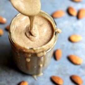 homemade almond butter in jar