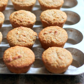 banana oat protein muffins on pan