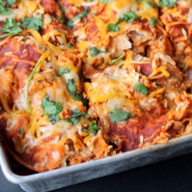 Chicken enchilada casserole with sweet potatoes