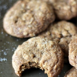 Ginger oatmeal cookies on a baking tray