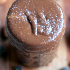 Dark chocolate almond butter in a jar