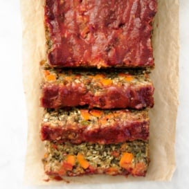 vegetarian lentil loaf on parchment paper