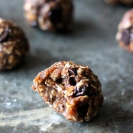 Vegan cookie dough bites on a baking tray