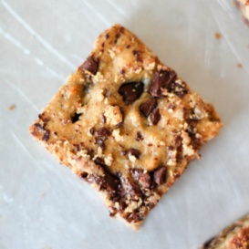 Peanut butter banana chocolate chip chickpea blondies