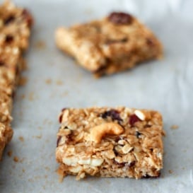 Gluten free granola bars on parchment paper