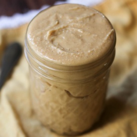 Homemade honey peanut butter in a jar