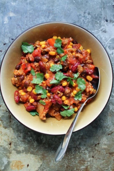 Chipotle Turkey Chili in a bowl