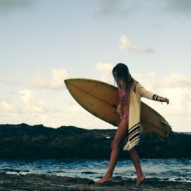 Girl walking on the beach
