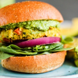 chickpea veggie burgers on a plate