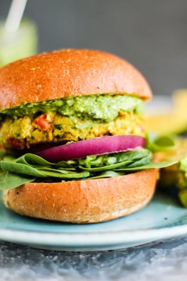 chickpea veggie burgers on a plate