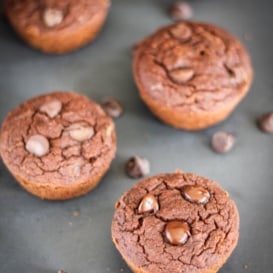 Double Chocolate Coconut Flour Muffins. These grain free muffins are incredible and packed with wholesome healthy ingredients.