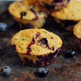 zucchini cornbread muffins with blueberries