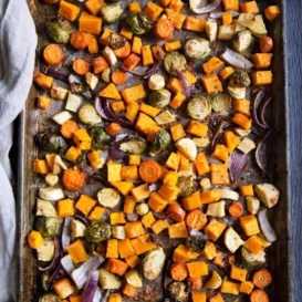 tray of roasted veggies