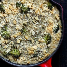 quinoa mac and cheese in a skillet