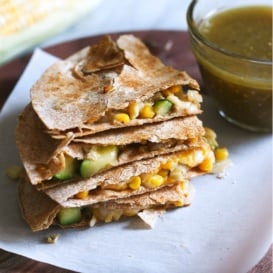 Vegetarian Calabacitas Quesadillas in a stack