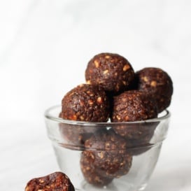 brownie energy bites in a bowl