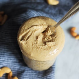 homemade cashew butter in a jar