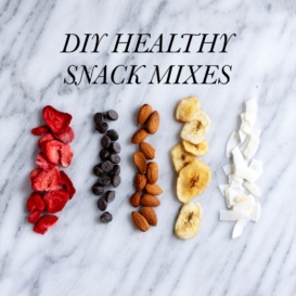healthy snack mixes with text overlay