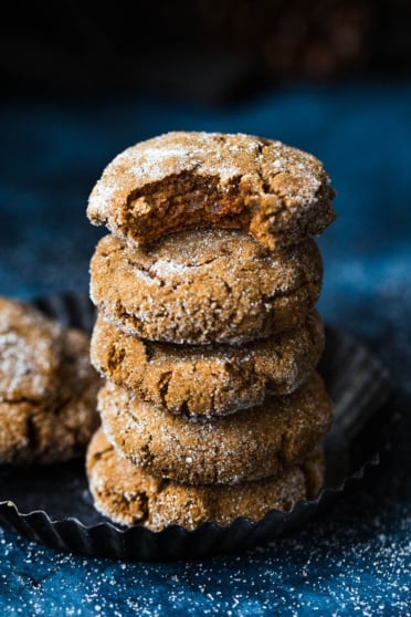 healthy ginger molasses cookies in a stack