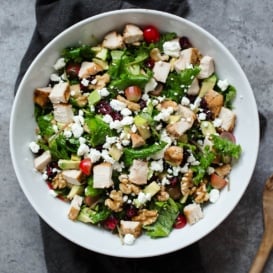 salad with chicken in a bowl