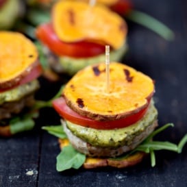 turkey burger sliders on sweet potato buns