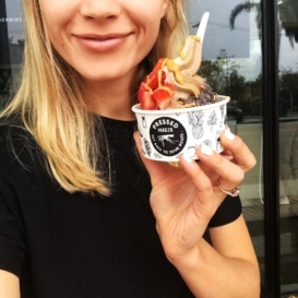 monique with soft serve ice cream