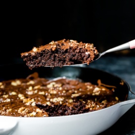 skillet brownies in a skillet pan