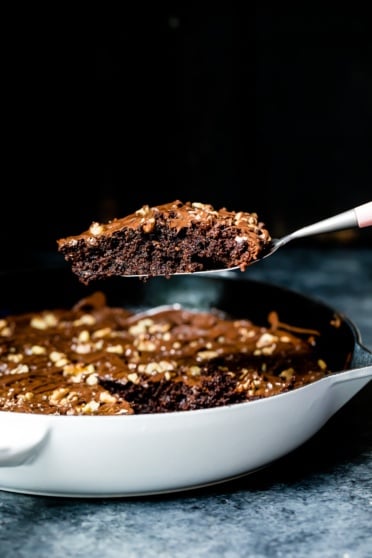 skillet brownies in a skillet pan