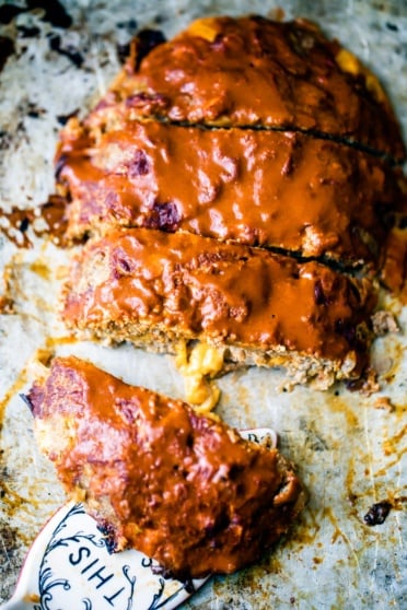Enchilada turkey meatloaf on a sheet pan