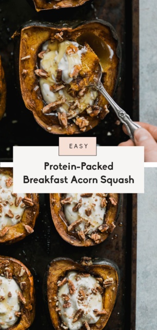 collage of breakfast acorn squash