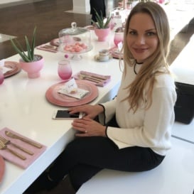 monique sitting at a table
