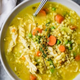 Chicken soup in a bowl