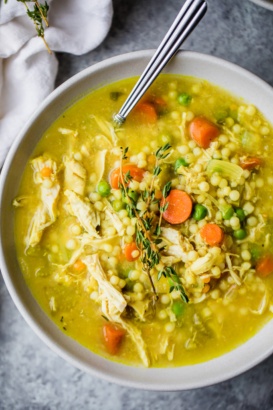 Chicken soup in a bowl