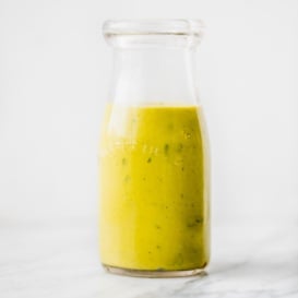 jalapeño mango cilantro dressing in a bottle