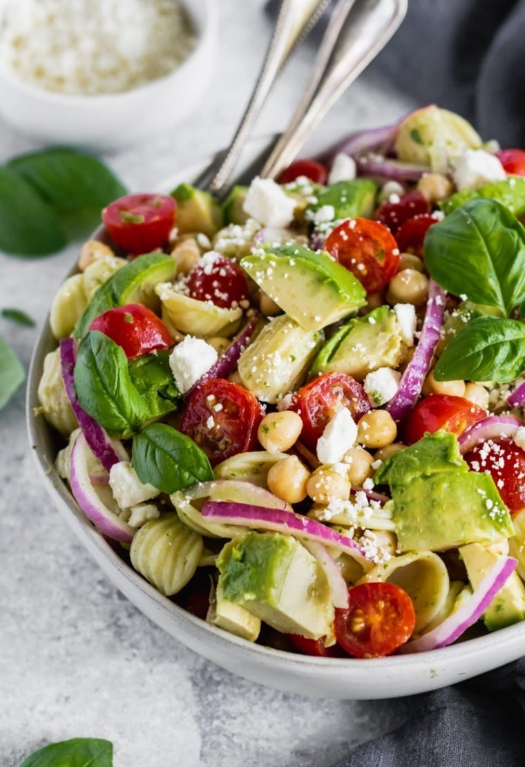 Avocado Tomato Chickpea Pasta Salad | Ambitious Kitchen