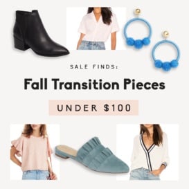 graphic of fall transition pieces under $100